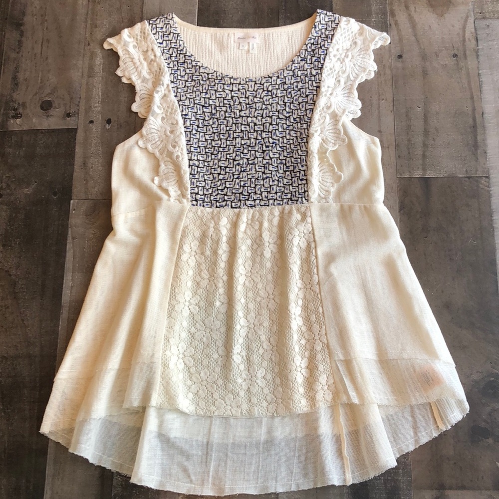 Anthropologie mixed media flowy blouse
